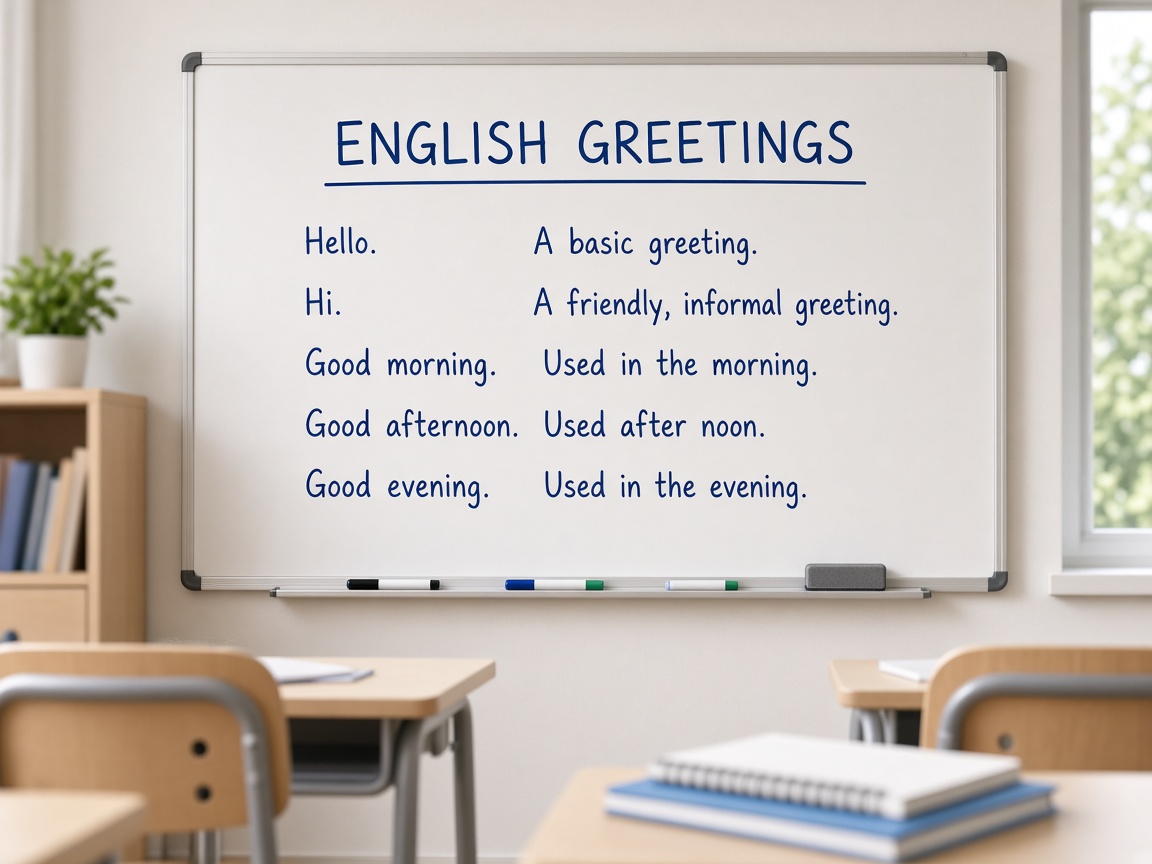 Class board with useful greetings